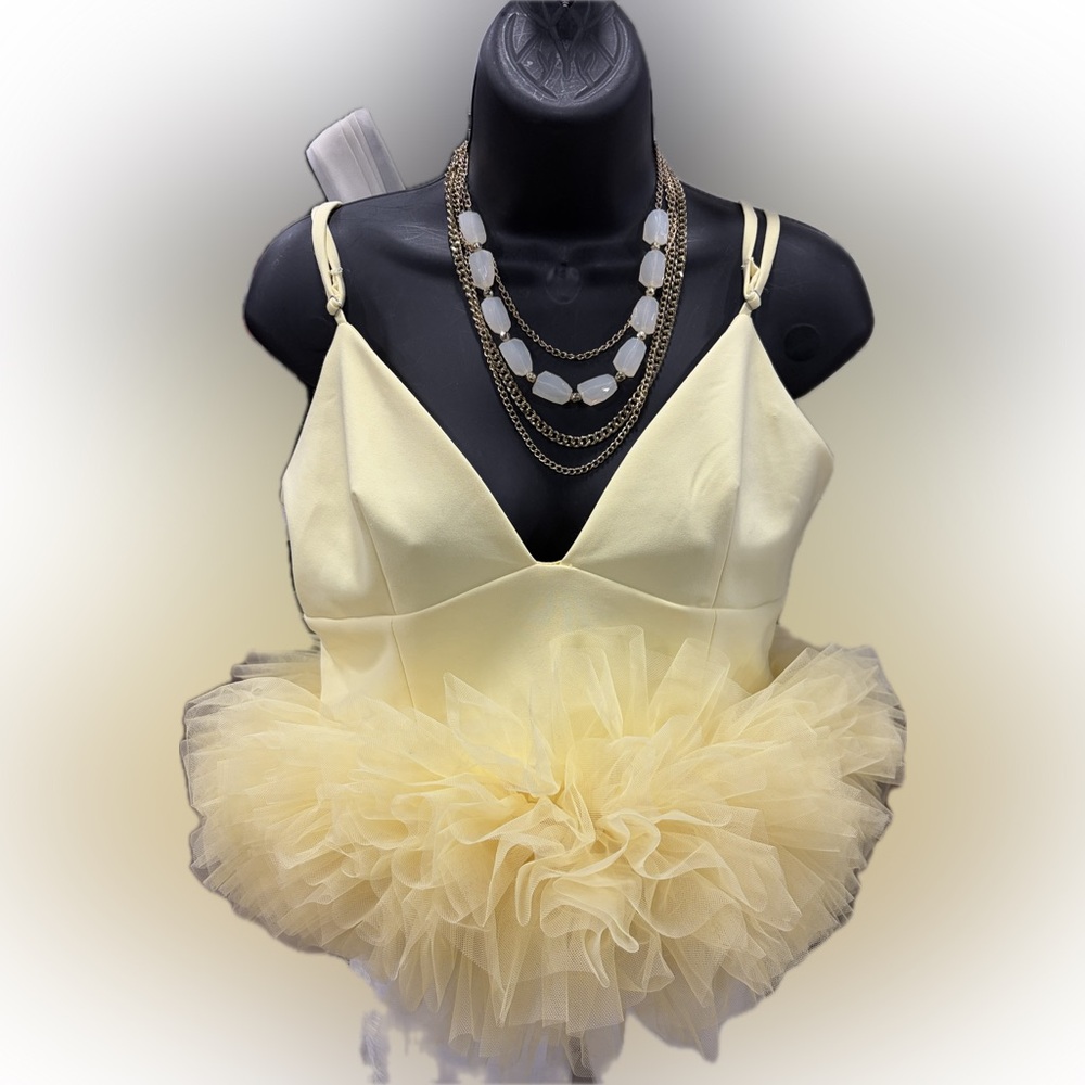 ZARA Yellow Tulle Top